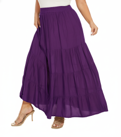 Purple Gypsy Elastic Waist Renaissance Maxi Flowy Long Tiered Plus Size Skirt 1X 2XS30013334_0_image_IJUST_WORKING