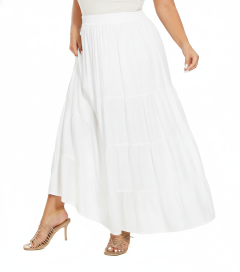 White Gypsy Elastic Waist Renaissance Maxi Flowy Long Tiered Plus Size Skirt 3XS30013694_0_image_IJUST_WORKING